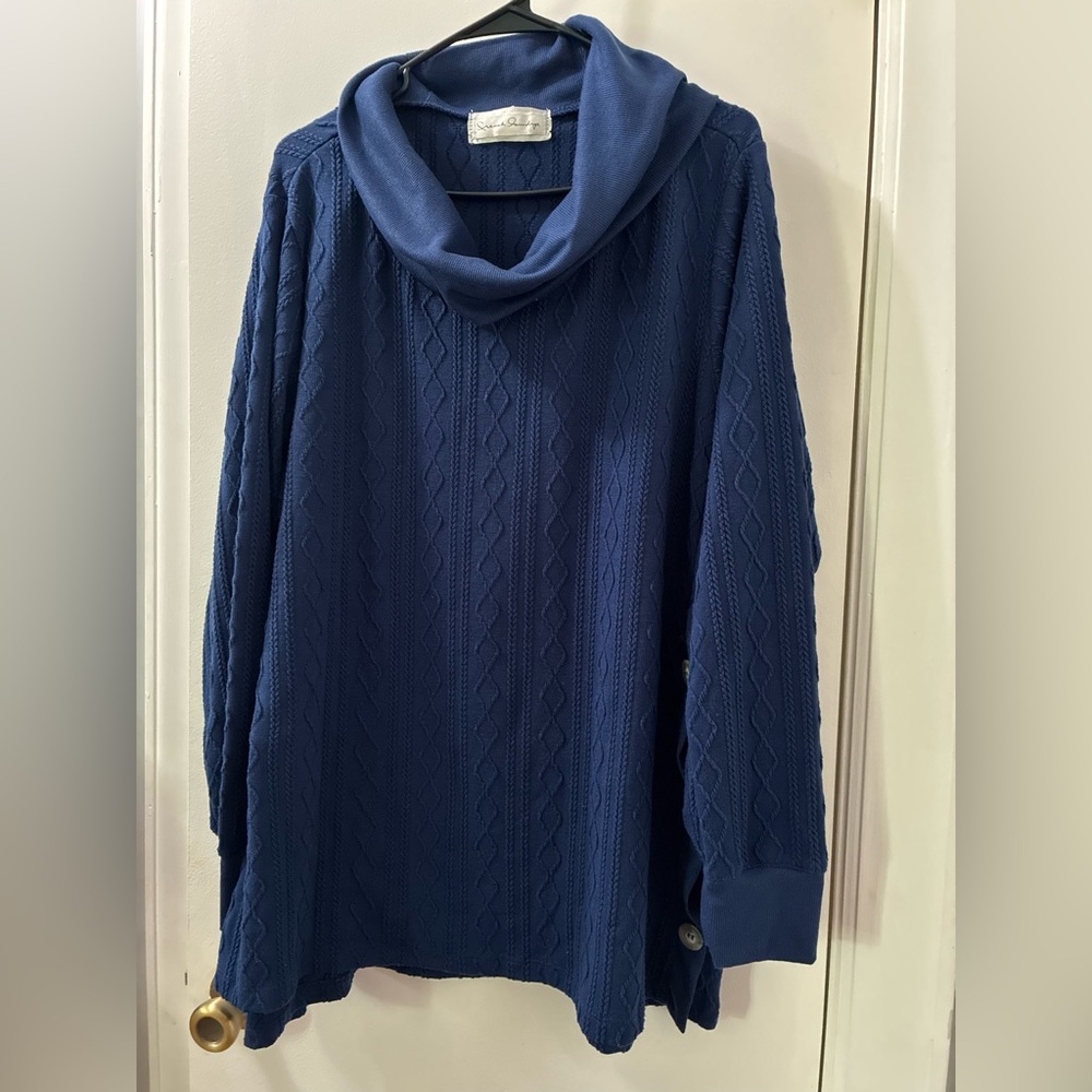 French Laundry Deep Blue Cowl Neck Sweater